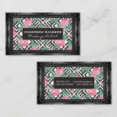 Geometrisch roos | Antiek zwarte grens Visitekaartje (Voorkant / Achterkant)