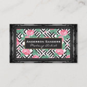 Geometrisch roos | Antiek zwarte grens Visitekaartje (Voorkant)