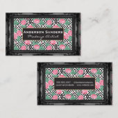 Geometrisch roos | Antiek zwarte grens Visitekaartje (Voorkant / Achterkant)