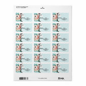 Geometrisch Roos Chevron Blauwgroen Etiket (Full Sheet)