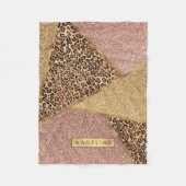 Geometrisch Roos Gold Blush Glitter Leopard Patroo Fleece Deken (Voorkant)