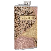 Geometrisch Roos Gold Blush Glitter Leopard Patroo Heupfles (Rechts)