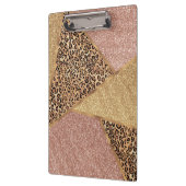 Geometrisch Roos Gold Blush Glitter Leopard Patroo Klembord (Links)