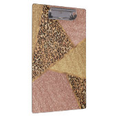 Geometrisch Roos Gold Blush Glitter Leopard Patroo Klembord (Rechts)