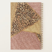 Geometrisch Roos Gold Blush Glitter Leopard Patroo Planner (Achterkant)
