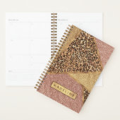 Geometrisch Roos Gold Blush Glitter Leopard Patroo Planner (Display)