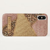 Geometrisch Roos Gold Blush Glitter Leopard Print Case-Mate iPhone Case (Achterkant (horizontaal))
