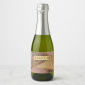 Geometrisch Roos Gold Blush Glitter Leopard Print Sparkling Wijnetiket (Voorkant)