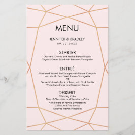 Geometrisch Roos Gold Dinner Menu | Aangepaste kle