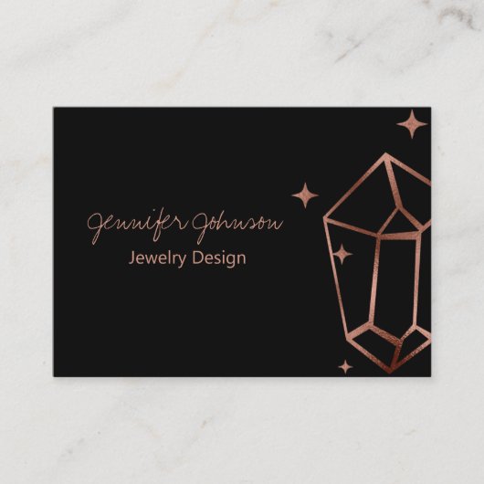 Geometrisch Roos Gold Foil Zwart Visitekaartje (Voorkant)