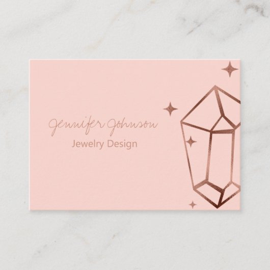 Geometrisch Roos Gold Folie Roze Visitekaartje (Voorkant)