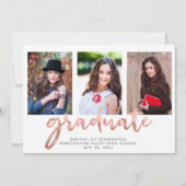 Geometrisch Roos Gold Handwrited Afstuderen Foto Aankondiging (Voorkant)