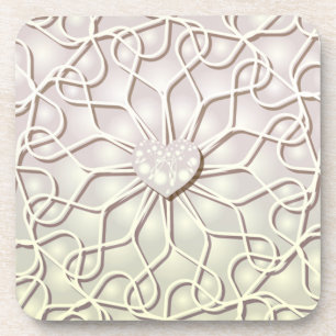 Geometrisch Roos Gold LOVE Hartpatroon Bier Onderzetter