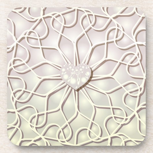 Geometrisch Roos Gold LOVE Hartpatroon Bier Onderzetter (Voorkant)