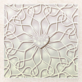 Geometrisch Roos Gold LOVE Hartpatroon Glazen Onderzetter