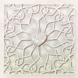 Geometrisch Roos Gold LOVE Hartpatroon Glazen Onderzetter