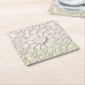 Geometrisch Roos Gold LOVE Hartpatroon Kartonnen Onderzetters (Schuin)