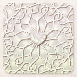 Geometrisch Roos Gold LOVE Hartpatroon Kartonnen Onderzetters