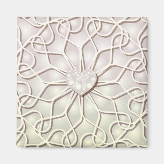 Geometrisch Roos Gold LOVE Hartpatroon Magneet (Voorkant)