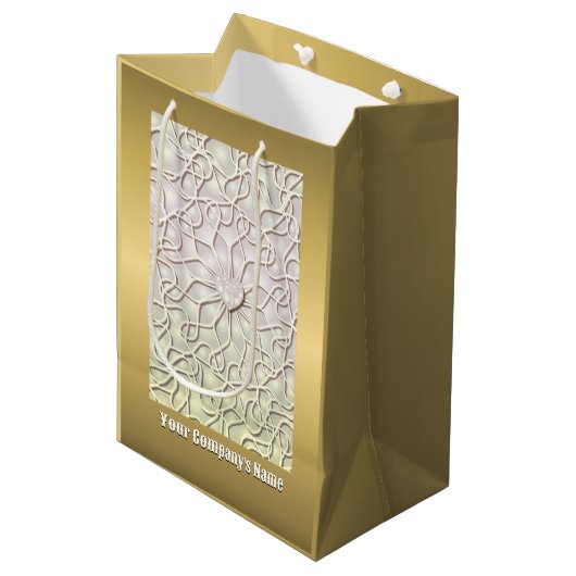 Geometrisch Roos Gold LOVE Hartpatroon Medium Cadeauzakje (Voorkant Gekanteld)