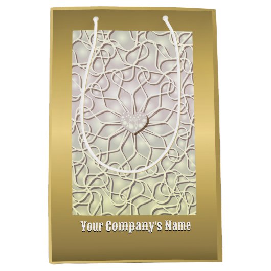 Geometrisch Roos Gold LOVE Hartpatroon Medium Cadeauzakje (Voorkant)