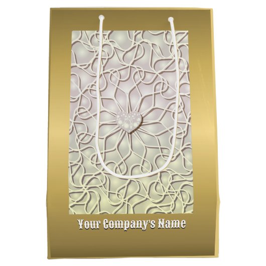 Geometrisch Roos Gold LOVE Hartpatroon Medium Cadeauzakje (Achterkant)