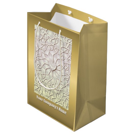 Geometrisch Roos Gold LOVE Hartpatroon Medium Cadeauzakje (Achterkant Gekanteld)