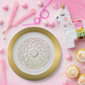 Geometrisch Roos Gold LOVE Hartpatroon Papieren Bordje (Feest)