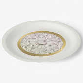 Geometrisch Roos Gold LOVE Hartpatroon Papieren Bordje (Gekanteld)