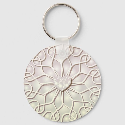 Geometrisch Roos Gold LOVE Hartpatroon Sleutelhanger (Voorkant)