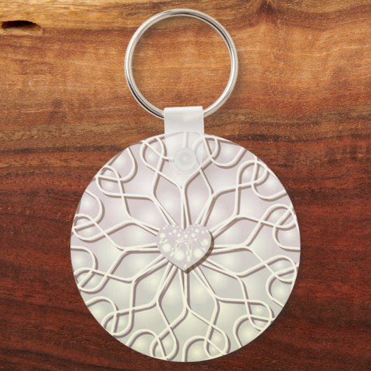 Geometrisch Roos Gold LOVE Hartpatroon Sleutelhanger (Voorkant)