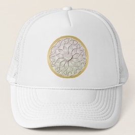 Geometrisch Roos Gold LOVE Hartpatroon Trucker Pet