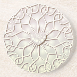 Geometrisch Roos Gold LOVE Hartpatroon Zandsteen Onderzetter