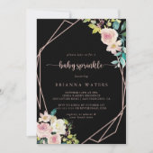 Geometrisch Roos Gold Spring Floral Baby Sprinkle Kaart (Voorkant)