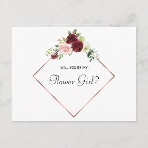 Geometrisch Roos Gold Spring Floral Bloemenmeisje Uitnodiging Briefkaart