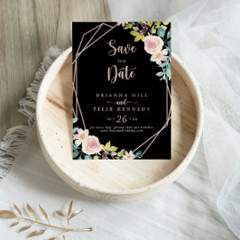 Geometrisch Roos Gold Spring Floral Wedding Save The Date
