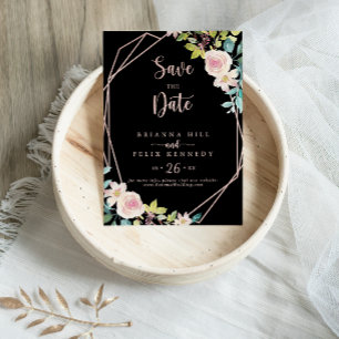 Geometrisch Roos Gold Spring Floral Wedding Save The Date