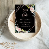 Geometrisch Roos Gold Spring Floral Wedding Save The Date