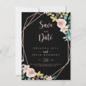 Geometrisch Roos Gold Spring Floral Wedding Save The Date (Voorkant)
