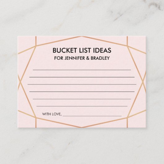Geometrisch Roos Gold Wedding Bucket List Ideeën K Informatiekaartje (Voorkant)