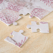 Geometrisch roos gouden anananassen, marmerpatroon legpuzzel (Zijkant)