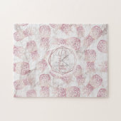 Geometrisch roos gouden anananassen, marmerpatroon legpuzzel (Horizontaal)