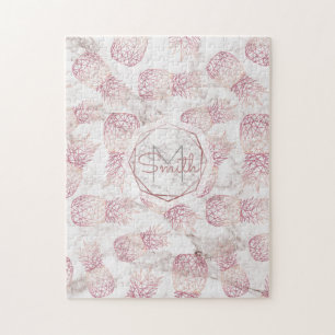 Geometrisch roos gouden anananassen, marmerpatroon legpuzzel