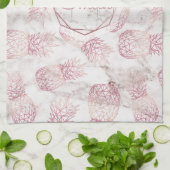 Geometrisch roos gouden anananassen, marmerpatroon theedoek (Gevouwen)