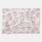 Geometrisch roos gouden anananassen, marmerpatroon theedoek (Horizontaal)