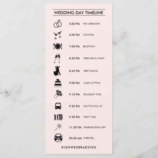 Geometrisch Roos Gouden Bruiloft Tijdlijn | Aangep Programmakaart (Achterkant)