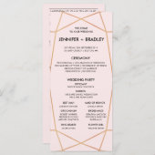 Geometrisch Roos Gouden Bruiloft Tijdlijn | Aangep Programmakaart (Voorkant / Achterkant)