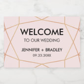 Geometrisch Roos Gouden Bruiloft Welkom Sparkling Wijnetiket (Enkel label)