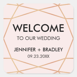 Geometrisch Roos Gouden Bruiloft Welkomsttas Label