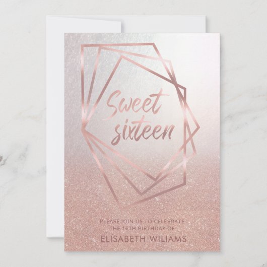 Geometrisch Roos goudglitterombre Kaart (Voorkant)